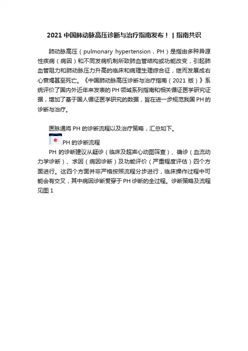2021中国肺动脉高压诊断与治疗指南发布！丨指南共识