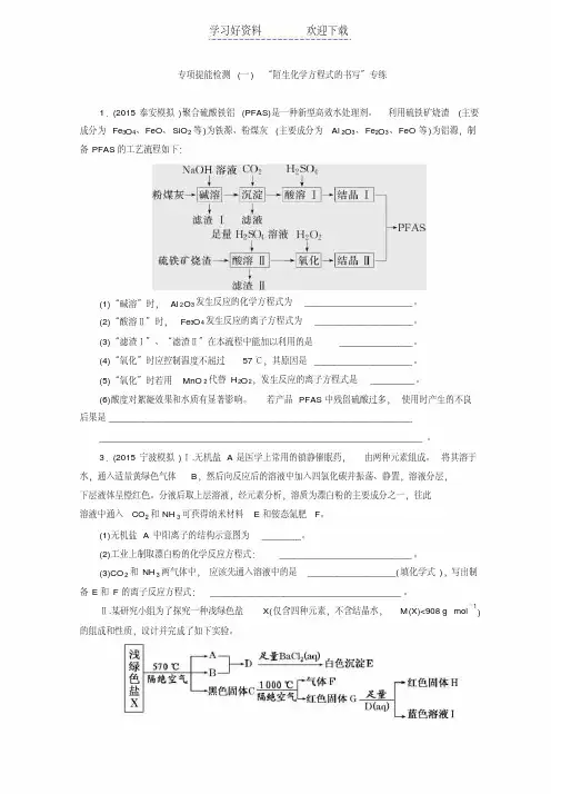 陌生化学方程式的书写专练