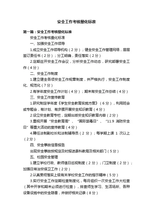 安全工作考核量化标准