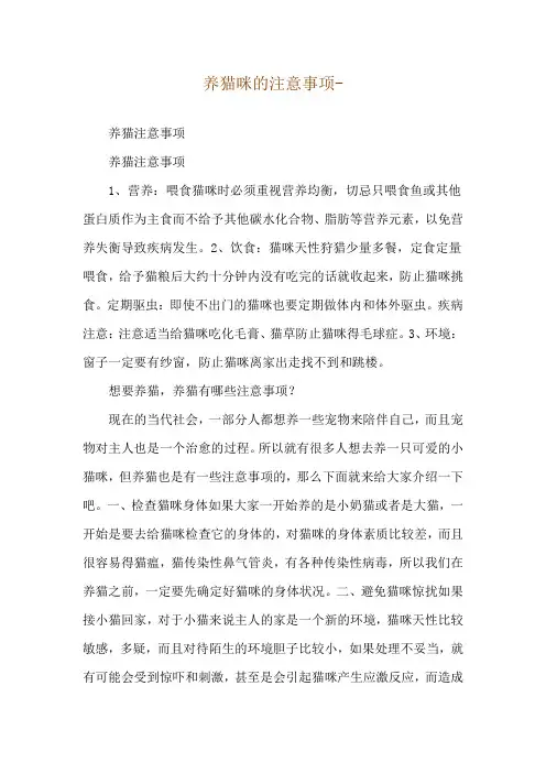 养猫咪的注意事项--养猫注意事项