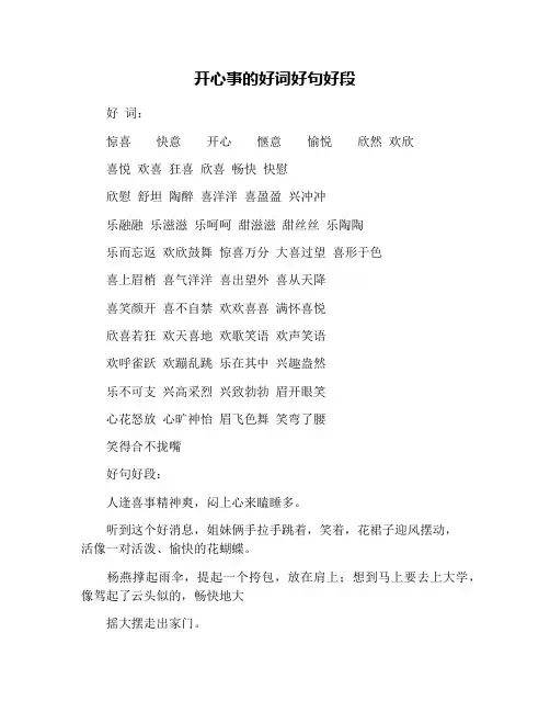 开心事的好词好句好段