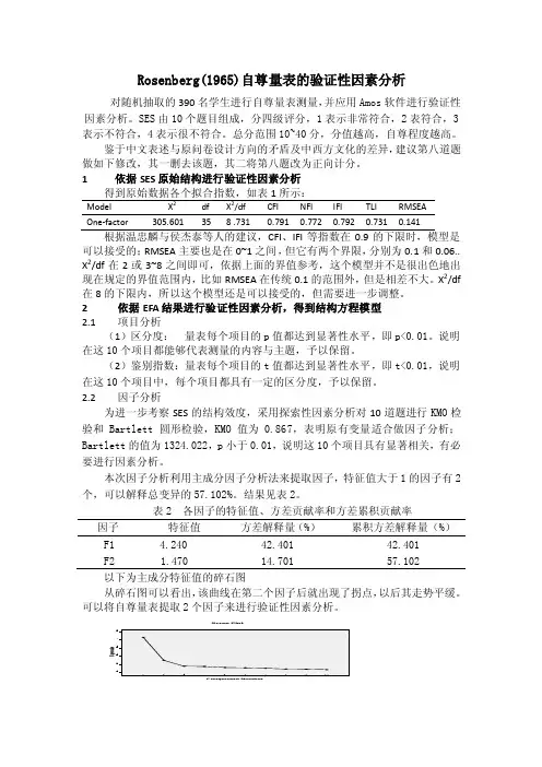 rosenberg（1965）自尊量表的验证性因素分析