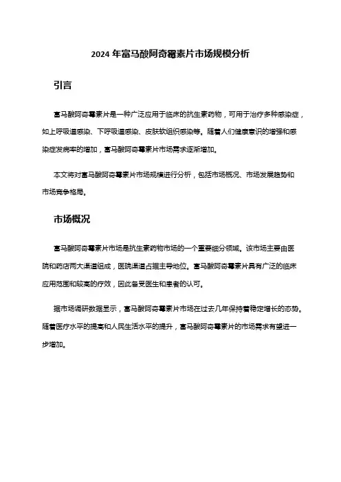 2024年富马酸阿奇霉素片市场规模分析