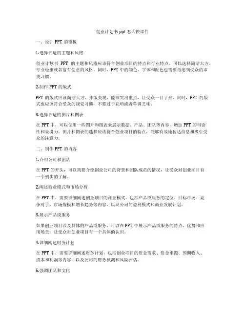 创业计划书ppt怎么做课件