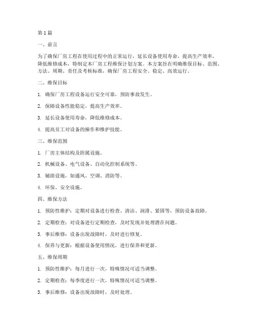 厂房工程维保计划方案模板(2篇)