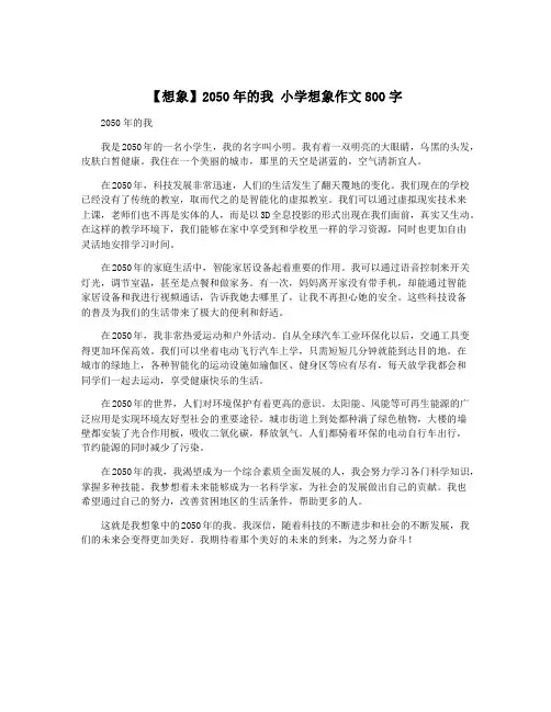 【想象】2050年的我 小学想象作文800字