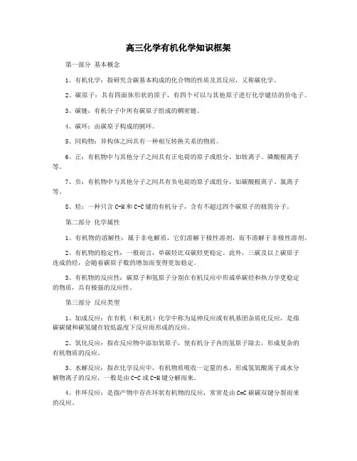 高三化学有机化学知识框架