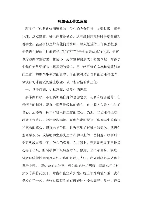 班主任工作之我见论文