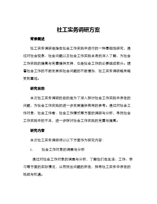 社工实务调研方案