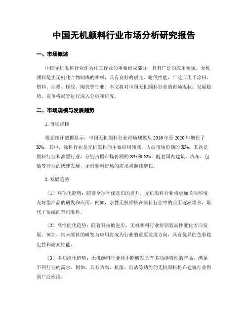 中国无机颜料行业市场分析研究报告