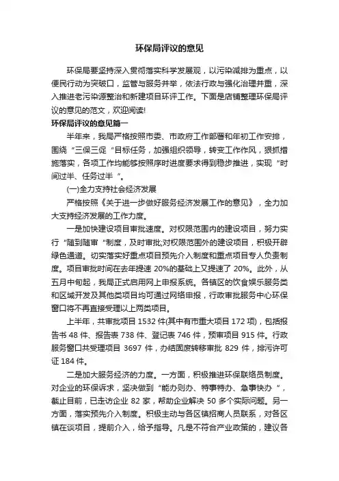 环保局评议的意见