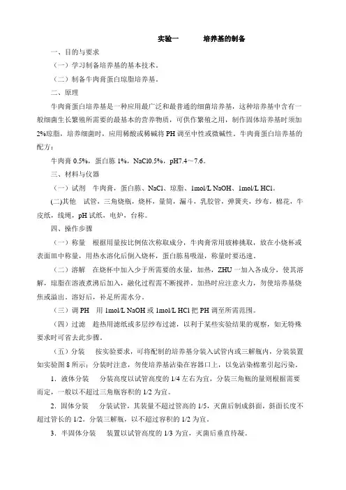 牛肉膏蛋白胨培养基 接种等