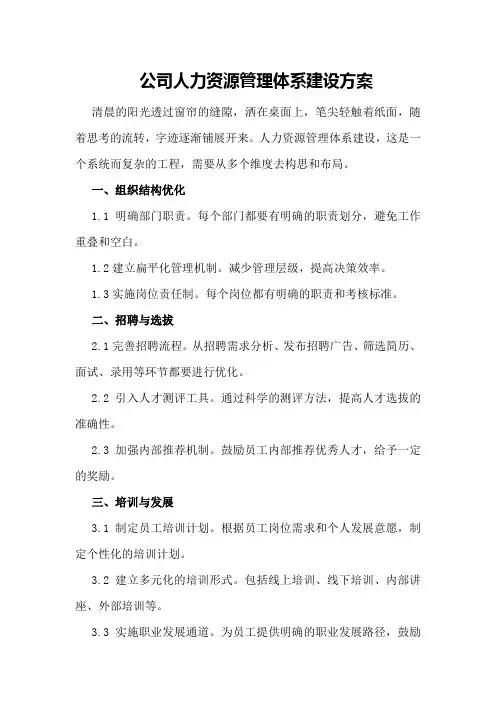 公司人力资源管理体系建设方案