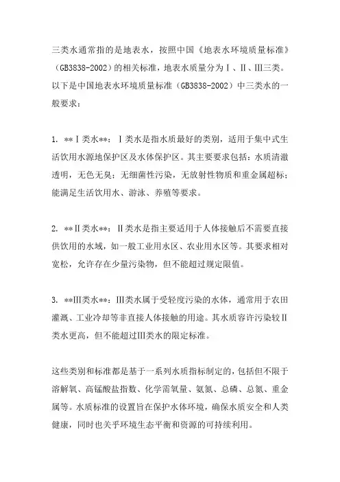 三类水的水质标准