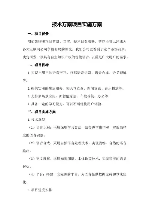 技术方案 项目实施方案
