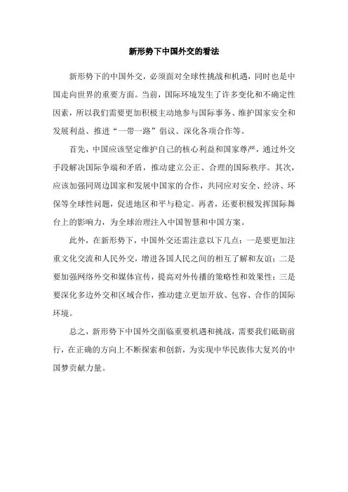 新形势下中国外交的看法