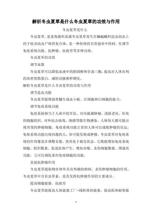 解析冬虫夏草是什么冬虫夏草的功效与作用