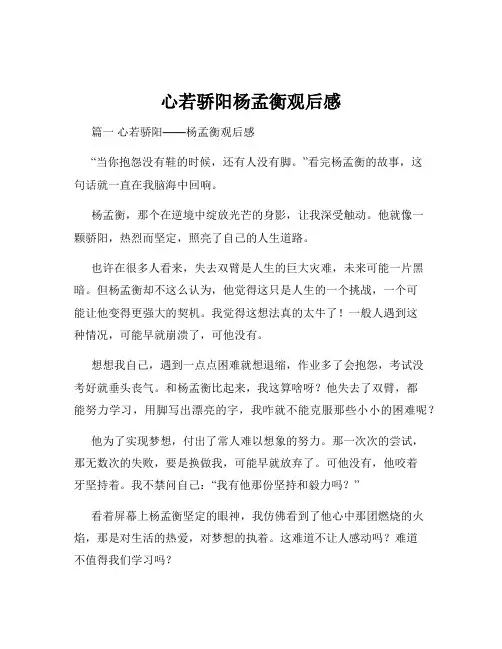 心若骄阳杨孟衡观后感