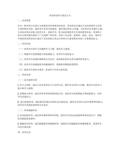 青训班培训计划怎么写