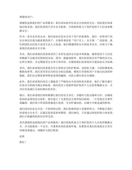 系统无安全隐患承诺书