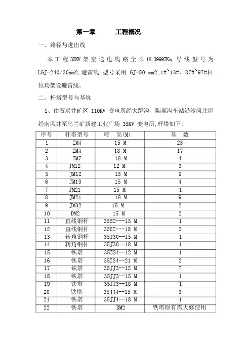 输电线路施工35kv线路施工组织设计