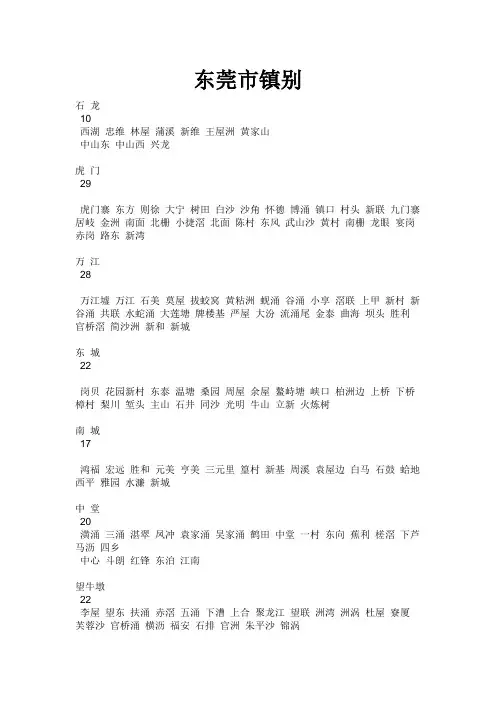 东莞市所有镇别Microsoft Word 文档
