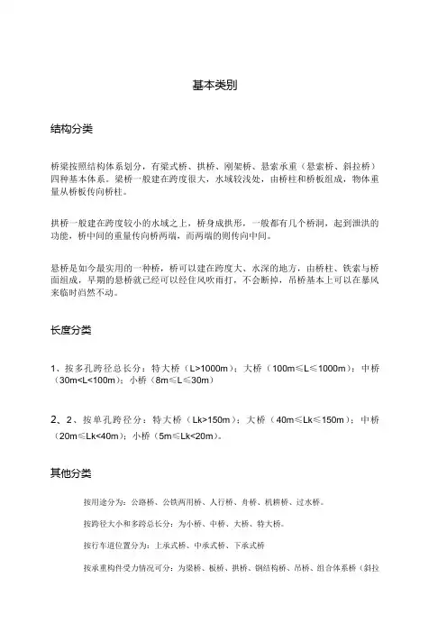 常见桥梁类型及截面形式及使用范围