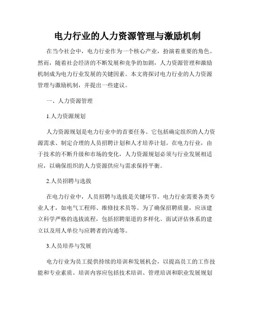 电力行业的人力资源管理与激励机制