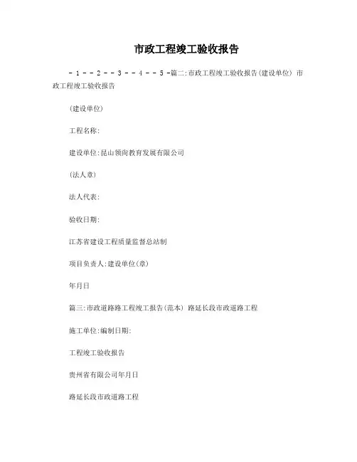 市政竣工验收报告范本