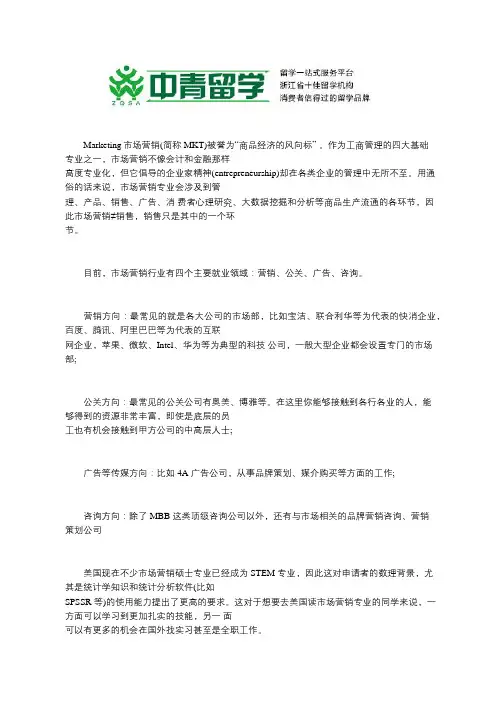 市场营销(MKT)专业解读及排名大全
