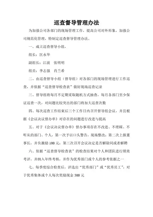 巡查督导管理办法