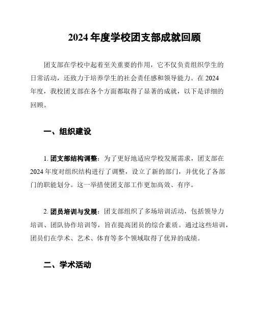 2024年度学校团支部成就回顾