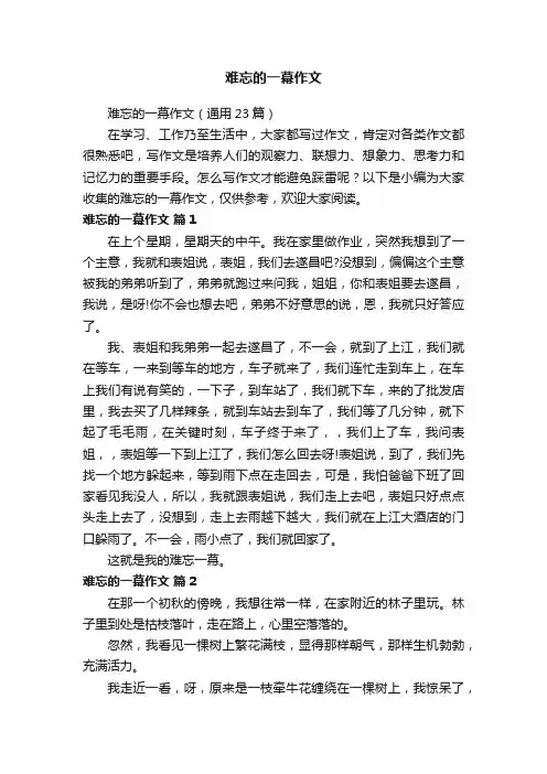 难忘的一幕作文