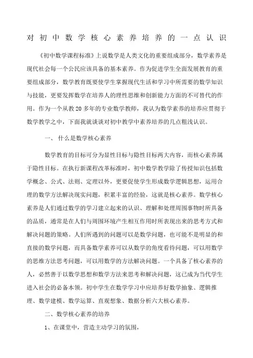 浅谈初中数学核心素养