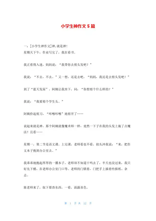 小学生神作文5篇