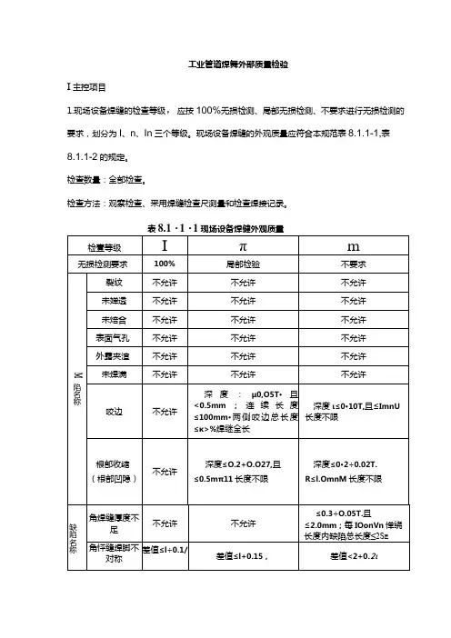 工业管道焊缝外部质量检验