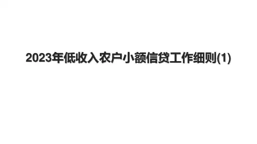 2023年低收入农户小额信贷工作细则