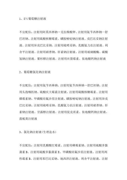不能加入糖或盐水输液的药物lj