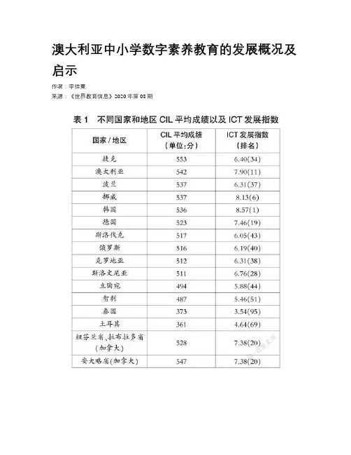 澳大利亚中小学数字素养教育的发展概况及启示