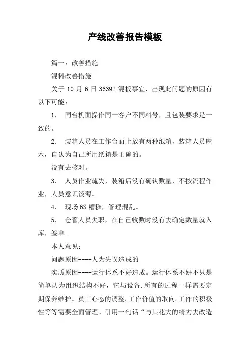 产线改善报告模板