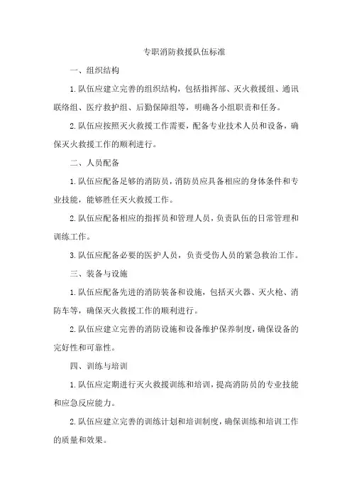 专职消防救援队伍 标准