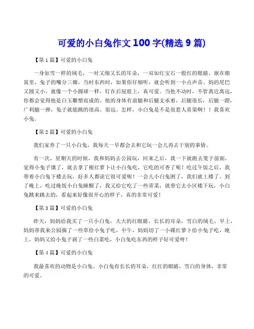 可爱的小白兔作文100字(精选9篇)