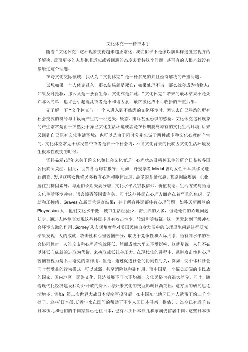 文化休克论文