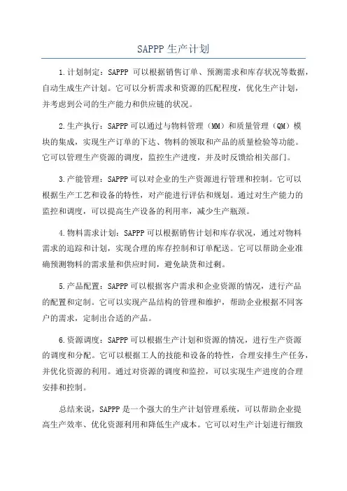 SAPPP生产计划