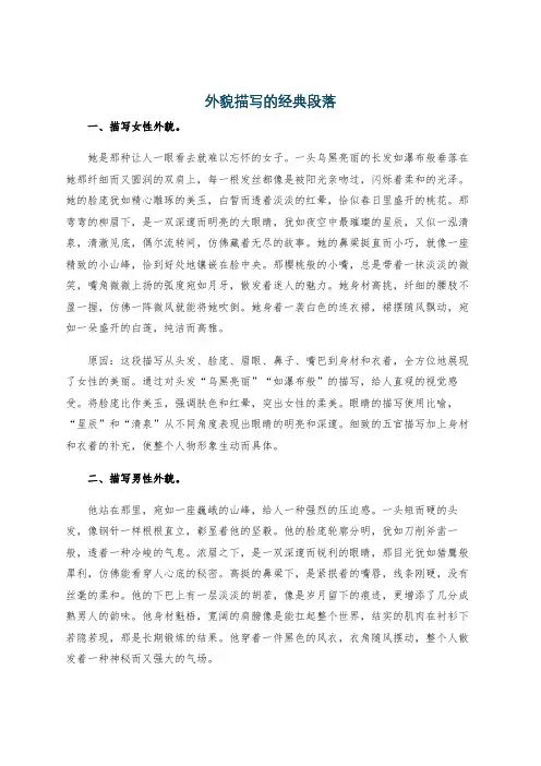 外貌描写的经典段落