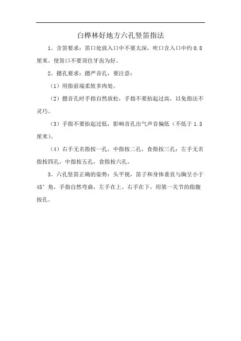 白桦林好地方六孔竖笛指法