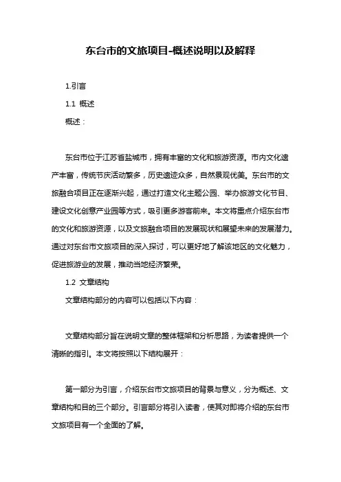 东台市的文旅项目-概述说明以及解释