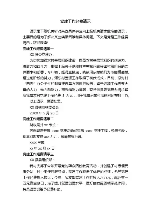 党建工作经费请示