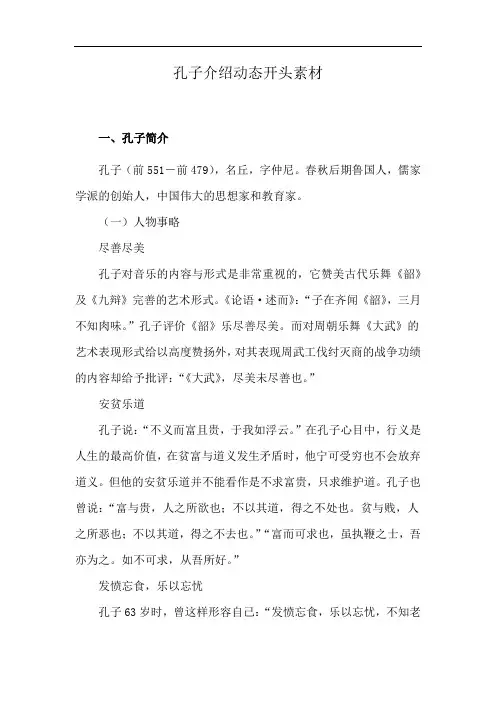 孔子介绍动态开头素材