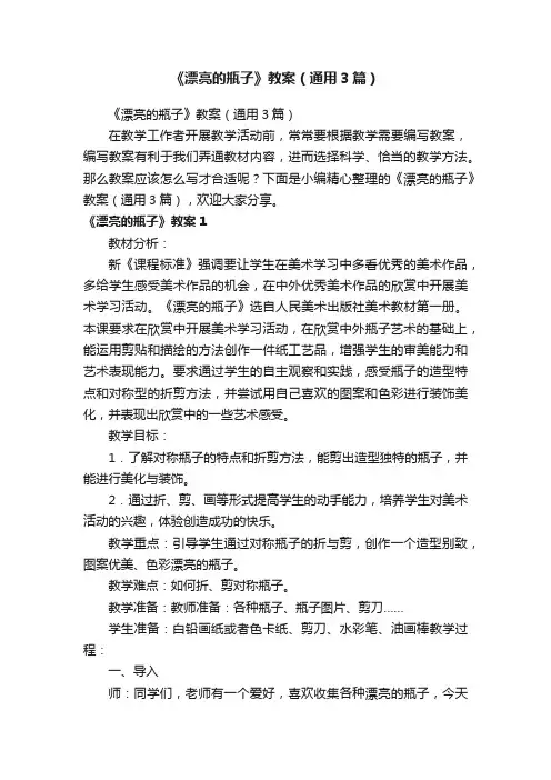《漂亮的瓶子》教案（通用3篇）
